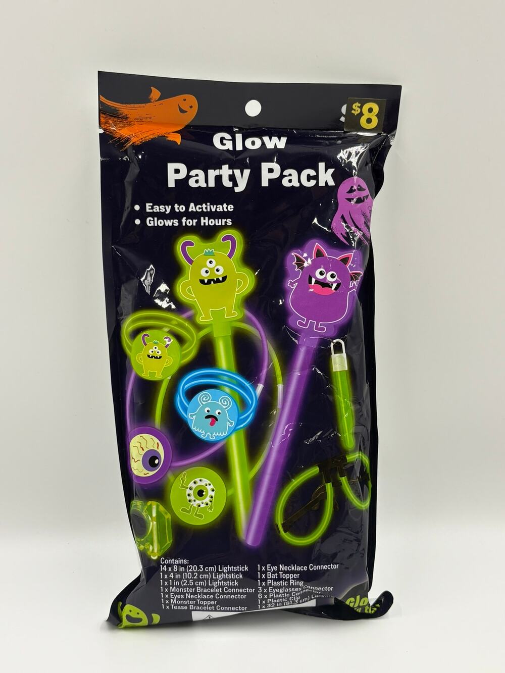 Halloween Glow Party Pack 34 Pc Monster Glow Sticks Glasses Necklaces New